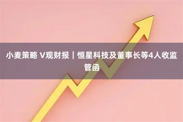 小麦策略 V观财报｜恒星科技及董事长等4人收监管函